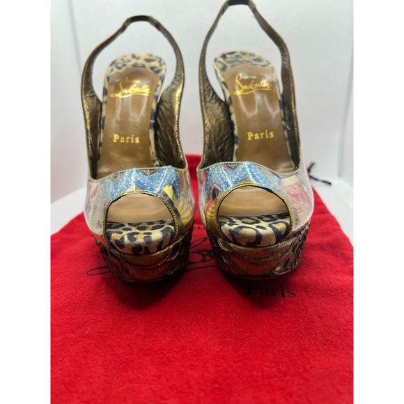 Christian Louboutin Winter Euro Trash Heels 150 PVC/Suede Leopard EU 37.5 7.5 - Picture 13 of 14